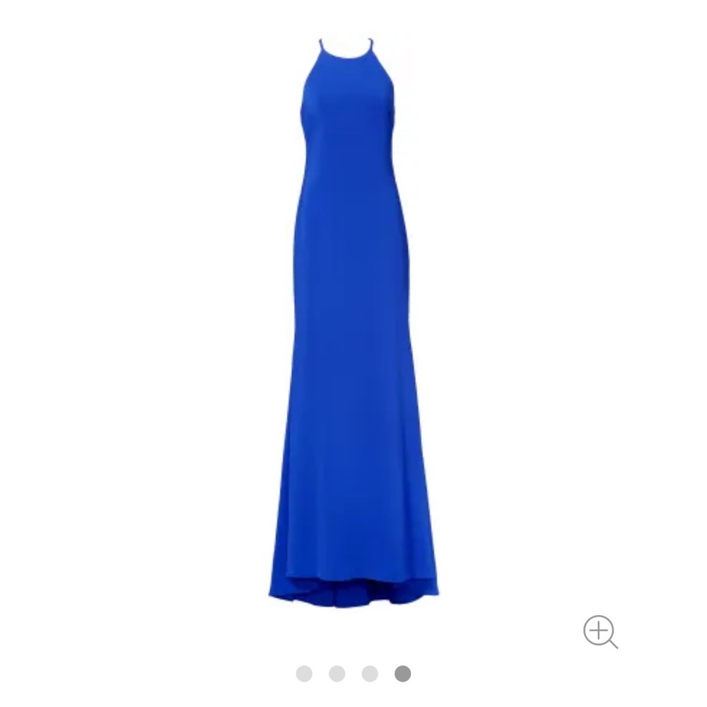 Badgley Mischka Gown Crepe Halter Neck Cobalt Blue Size 4